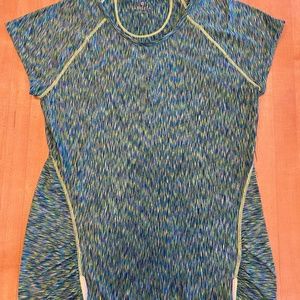 Athleta Green Spacedye Short Sleeve Athletic Top